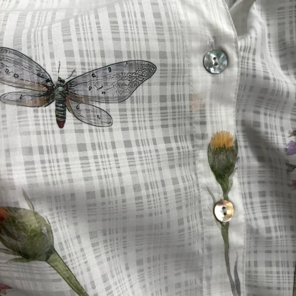 Alfred Dunner Garden Party Floral Watercolor Button Front White Blouse XL NWOT - Picture 9 of 13
